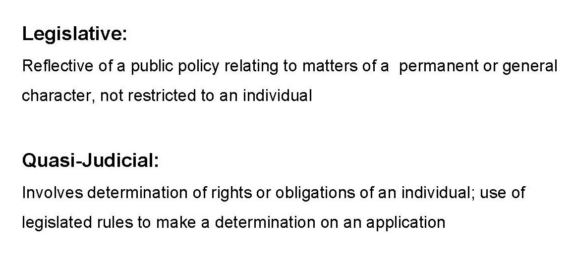 difference between legislative and quasi-judicial