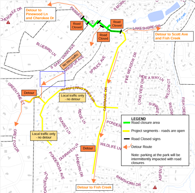 August 20, 2025 map showing road closures and detours.
