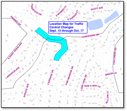 A location map for traffic control changes September 15 through October 17