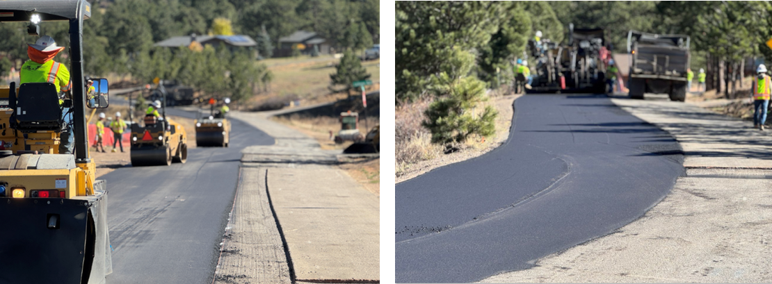 Two photos of paving work.