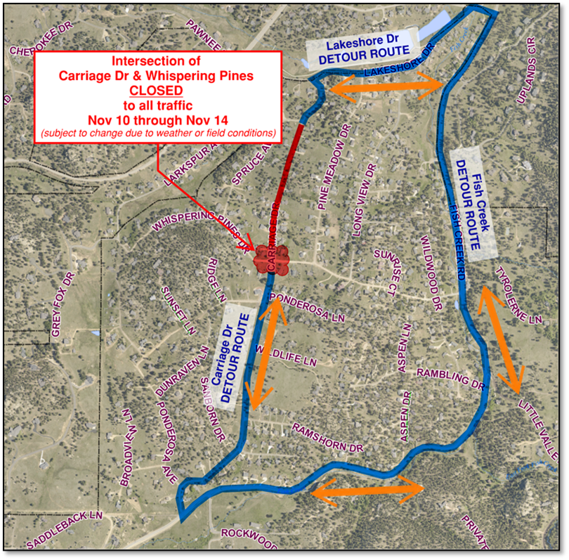 Map of traffic and detour patterns.