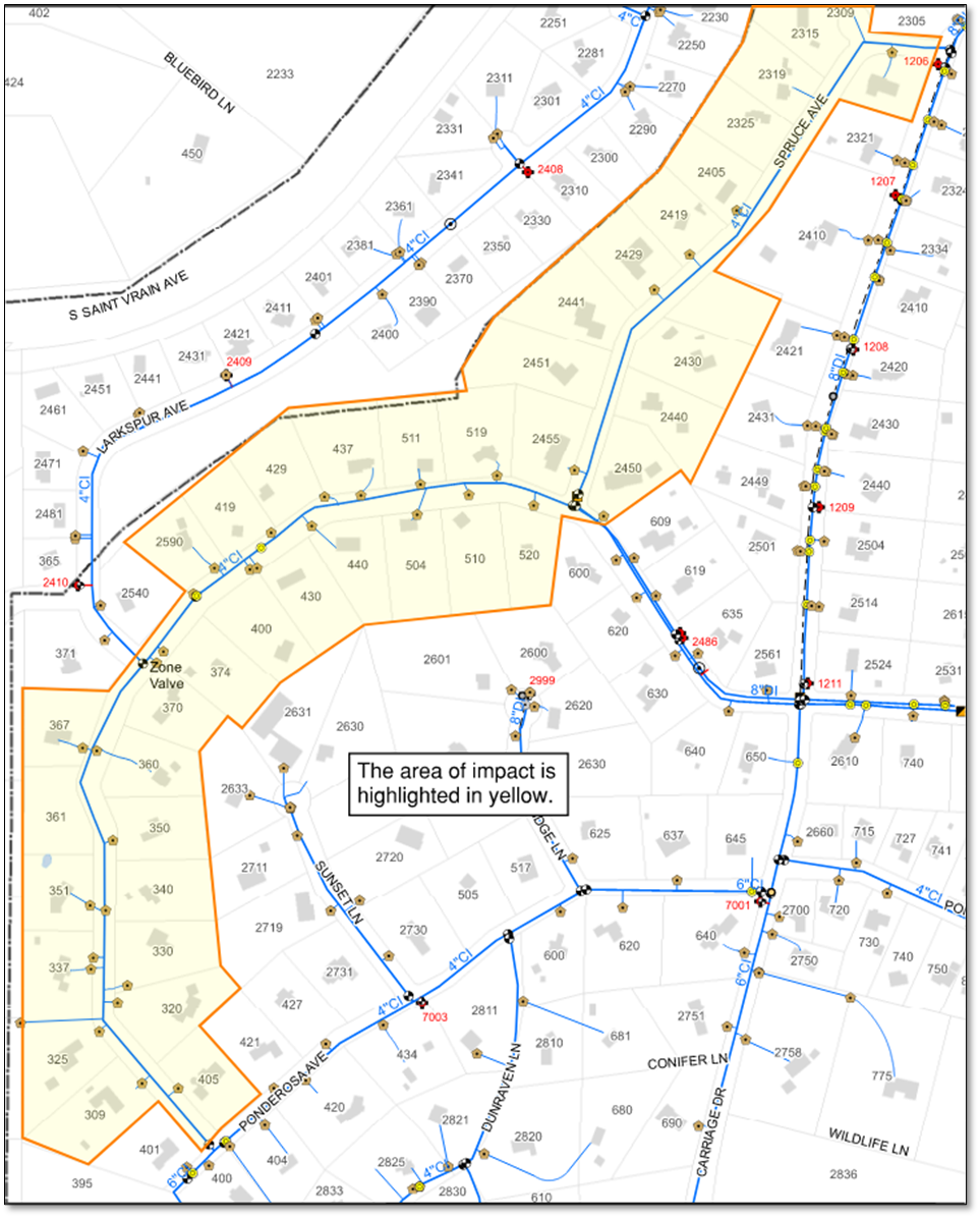 Map shows which properties will be impacted.