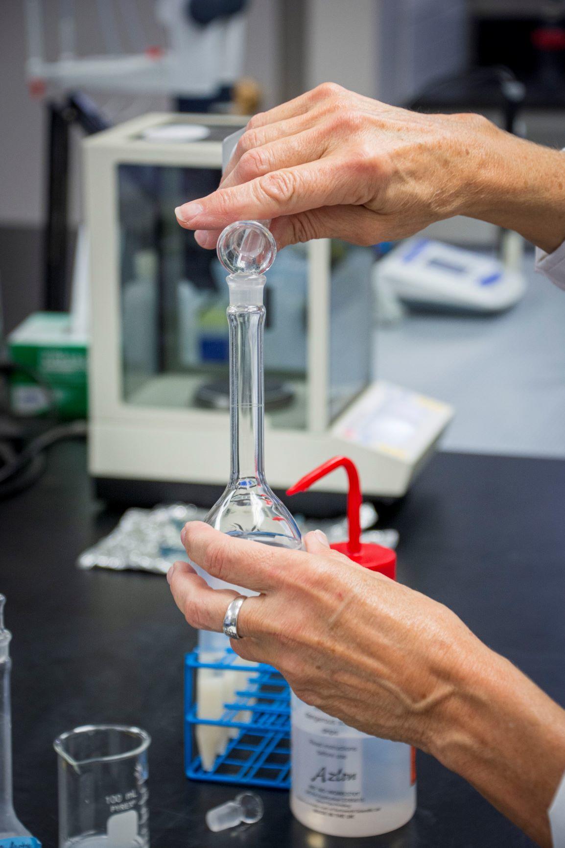 Water Samples being tested in the division laboratory