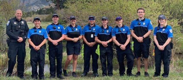 Estes Park Police Department Officer Plassmeyer with 2019 Community Service Officers (CSOs)